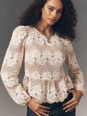 Dolan Cream Lace Peplum Top